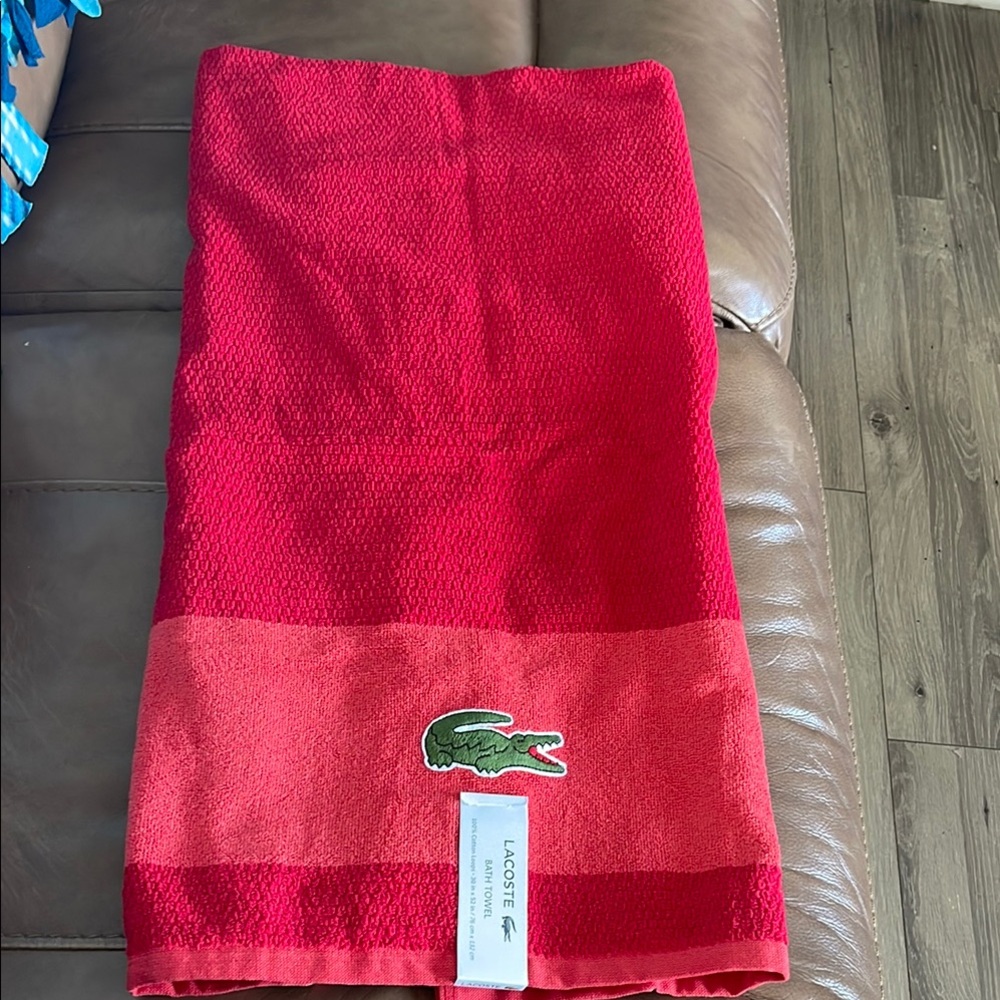 NWT Lacoste Red & pink Towel with Logo